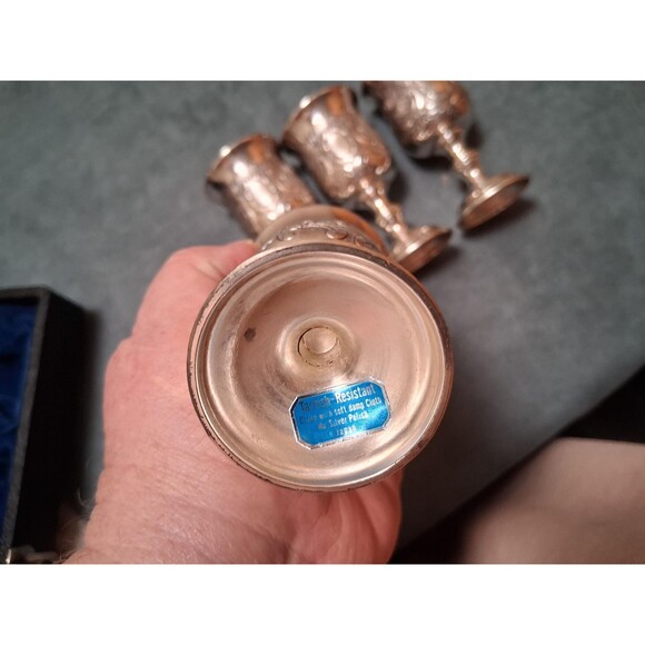 Vintage FB Rogers Silver Plate Goblet Set in Case - Picture 5 of 7